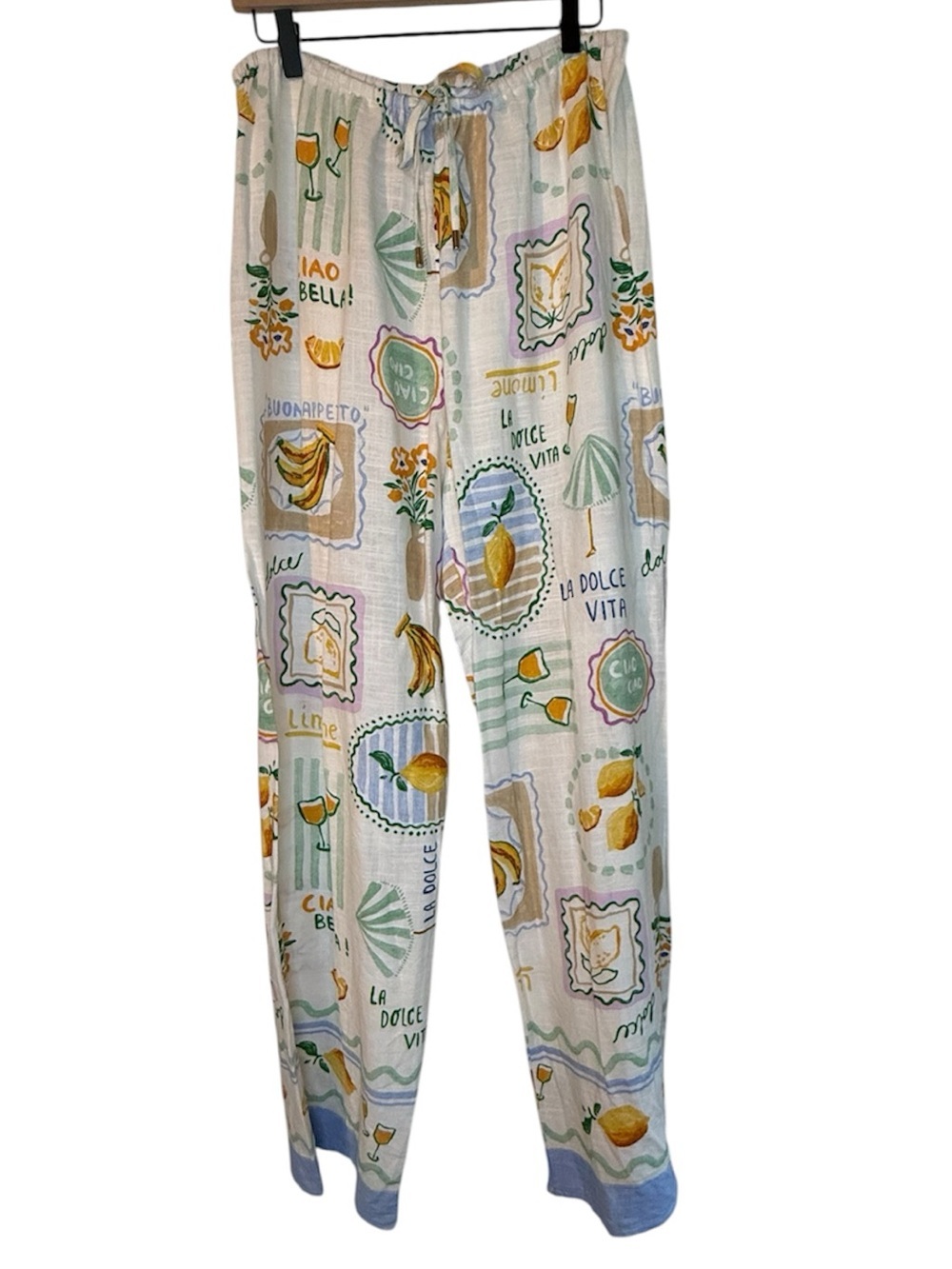 Labor of Love Lemon Motif Linen Pants